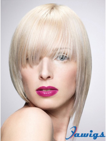 Monofilament Bobs Short Straight 10 inch Platinum Blonde New Fashion Wigs