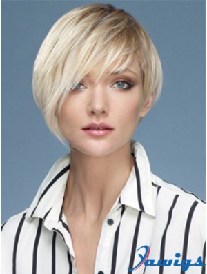 Capless Boycuts Short Straight 10 inch Platinum Blonde Sassy Fashion Wigs