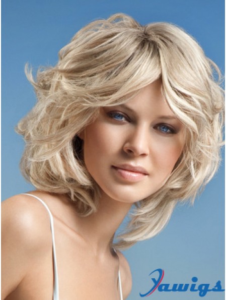 Full Lace Layered Chin Length Wavy 12 inch Platinum Blonde Cheap Fashion Wigs