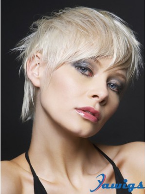 Lace Front Boycuts Short Straight 8 inch Platinum Blonde Ideal Fashion Wigs