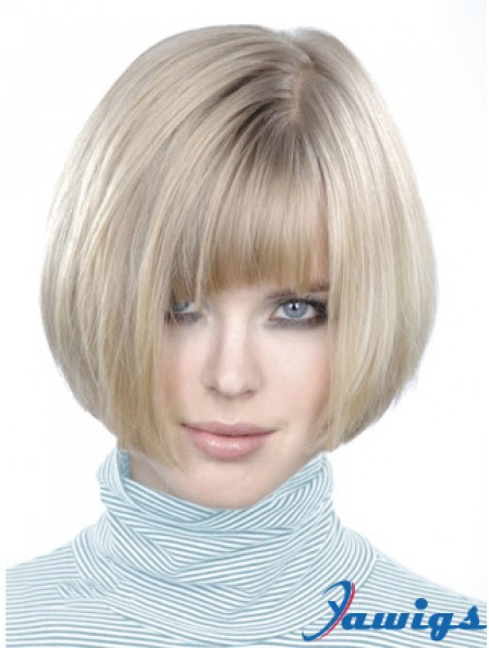 Monofilament Bobs Short Straight 10 inch Platinum Blonde Style Fashion Wigs