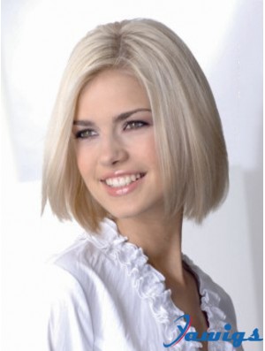 Full Lace Bobs Chin Length Straight 12 inch Platinum Blonde Sassy Fashion Wigs