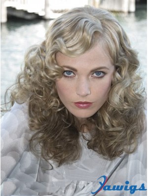 Lace Front Grey Shoulder Length Curly 16 inch Durable Fashion Wigs