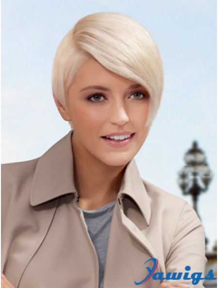 Lace Front Boycuts Short Straight 8 inch Platinum Blonde Style Fashion Wigs