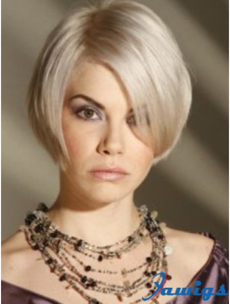 Capless Grey Short Straight 8 inch Platinum Blonde Amazing Fashion Wigs