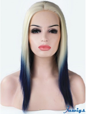 16 inch Ombre/2 Tone Long Without Bangs Straight Fashionable Lace Wigs