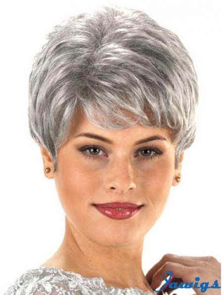 Synthetic Cheap Short Wavy Grey Wigs