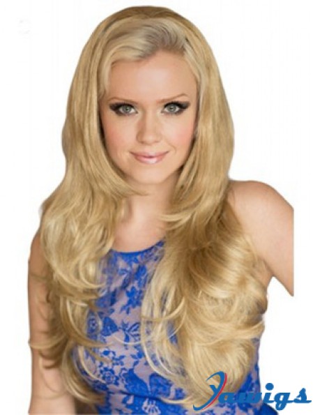 Long Wavy Blonde Exquisite Synthetic Half Wigs