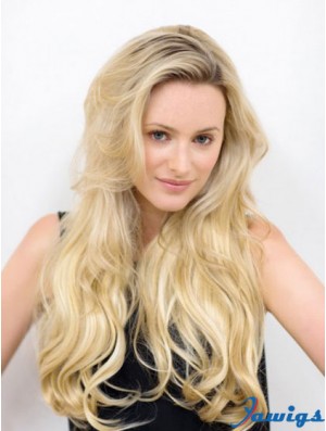 Long Wavy Blonde Best Synthetic Half Wigs