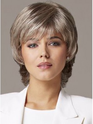 Durable Wavy Capless 10 inch Sleek Short Grey Wigs