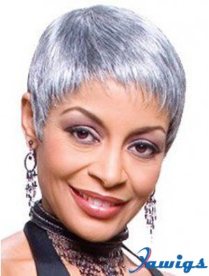 Straight Lace Front 8 inch Flexibility Short Grey Wigs