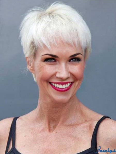 Buy Wigs With Remy Capless Straight Style Short Length Grey Cut