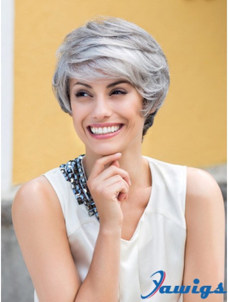 Wavy Lace Front 8 inch Top Short Grey Wigs