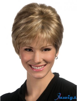 Comfortable Straight Boycuts Cropped Ideal Blonde Synthetic Wigs