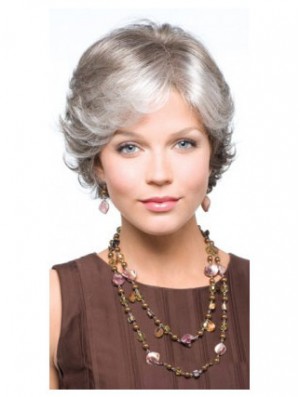 Synthetic Fabulous Short Wavy Grey Wigs