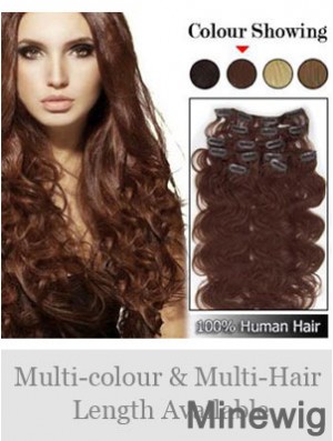 High Quality Auburn Wavy Remy Human Hair Clip In Hair Extensions