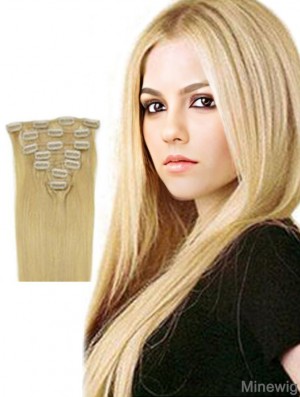 Fabulous Blonde Straight Remy Human Hair Clip In Hair Extensions