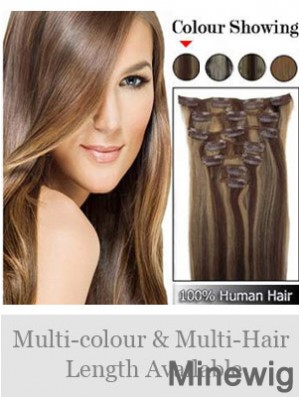 Beautiful Brown Straight Remy Human Hair Clip In Hair Extensions