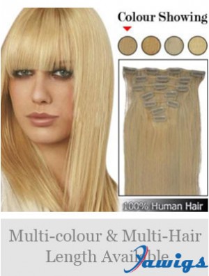 Trendy Blonde Straight Remy Human Hair Clip In Hair Extensions