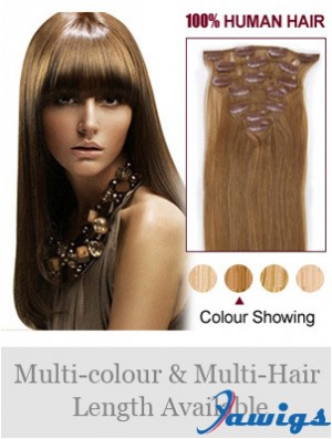 Hairstyles Brown Straight Remy Human Hair Clip In Hair Extensions