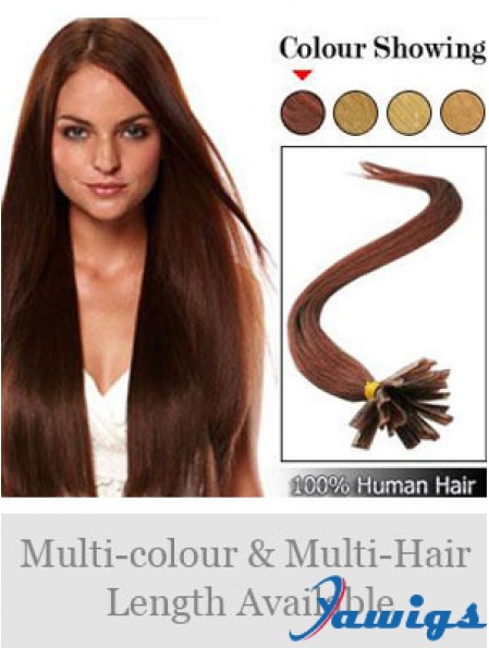 Auburn Straight Hairstyles Nail/U Tip Hair Extensions