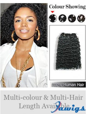 Curly Remy Human Hair Black Fashion Weft Extensions