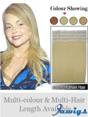 Blonde Straight Fashionable Remy Human Hair Tape In Hair Extensions