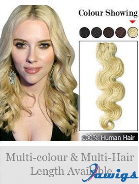 Wavy Remy Human Hair Blonde Fashionable Weft Extensions