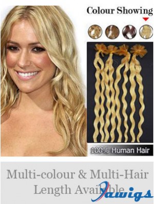 Blonde Curly Great Nail/U Tip Hair Extensions