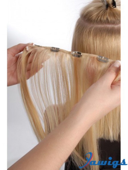 Flexibility Blonde Straight Remy Human Hair Clip In Hair Extensions