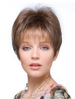 Short Falls Hairpieces Straight Style Brown Color Cropped Length Hair Toppers