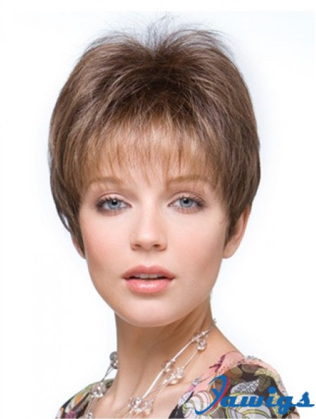 Short Falls Hairpieces Straight Style Brown Color Cropped Length Hair Toppers