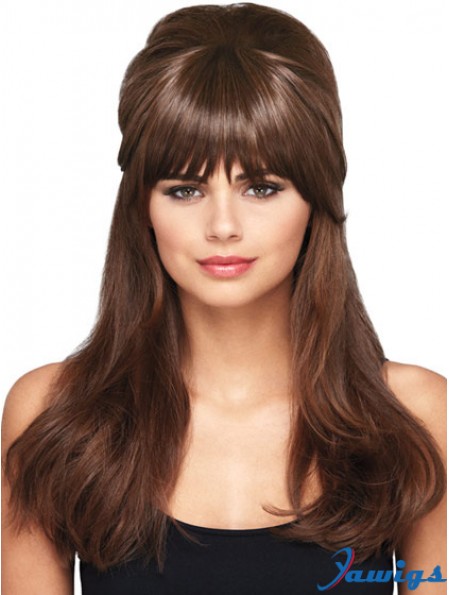 Designed Brown Straight Synthetic Clip In Hairpieces