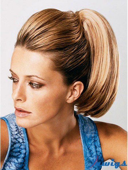 Ponytail Extensions Straight Style With Synthetic Brown Color